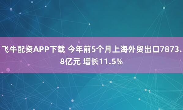 飞牛配资APP下载 今年前5个月上海外贸出口7873.8亿元 增长11.5%