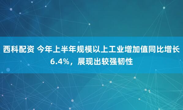 西科配资 今年上半年规模以上工业增加值同比增长6.4%，展现出较强韧性